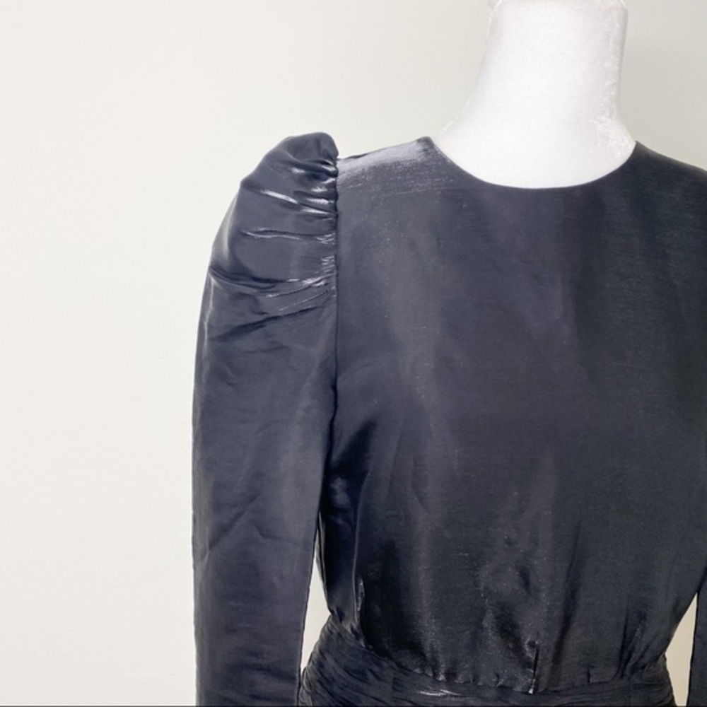 Black puffy sleeves metallic textured dress NWT - Picture 2 of 7